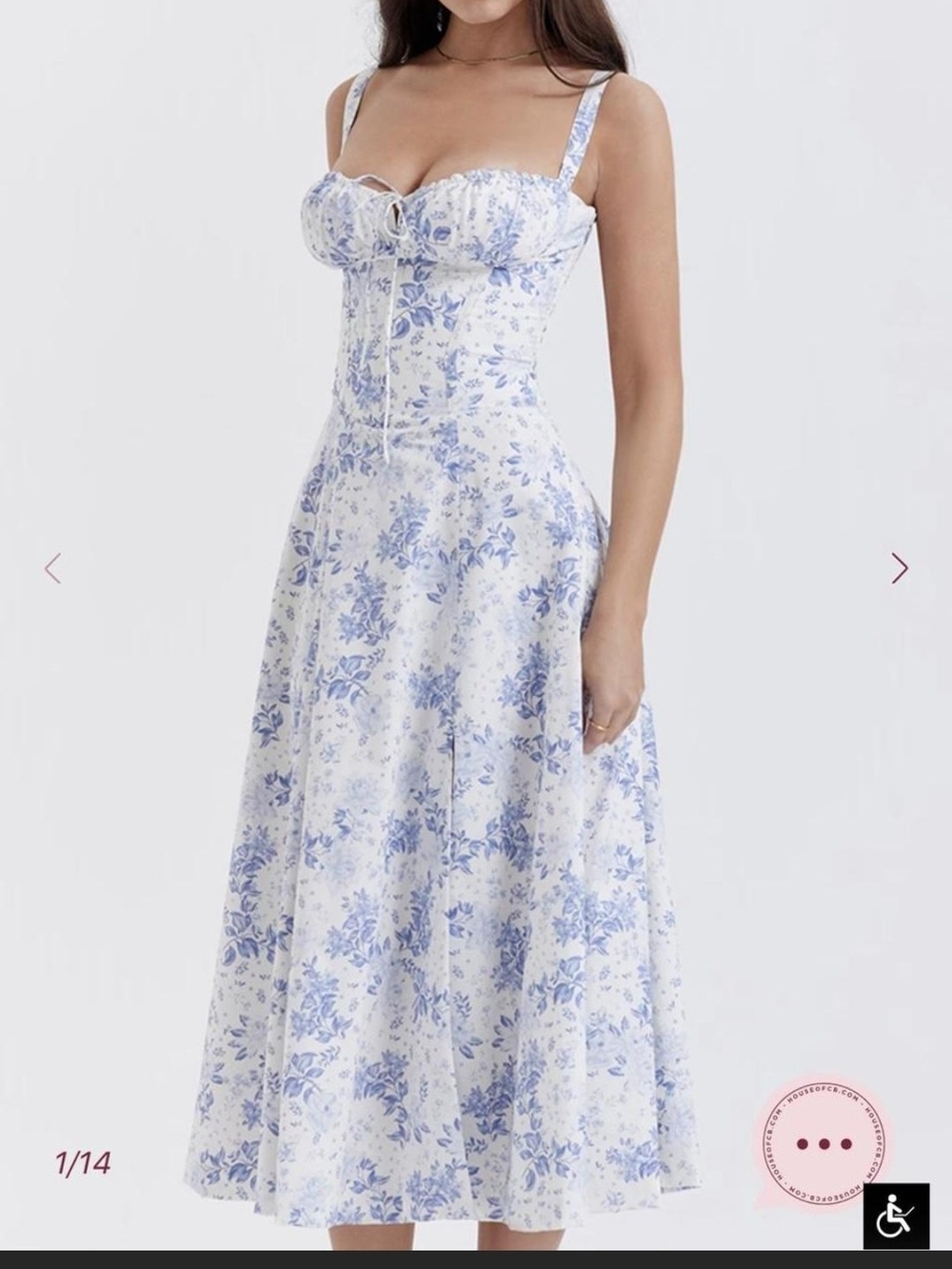 House Of Cb Carmen Blue And White Dress